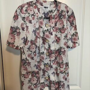 Leslie Fay Floral Vintage Button-Up Jacket